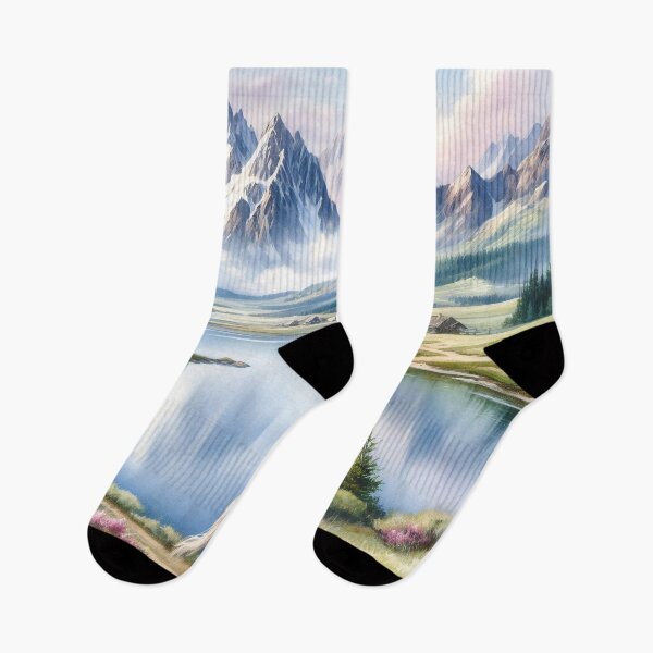 Item preview, Serene Mountain Landscape with Majestic White Horse designed and sold by ArtComixHaven.