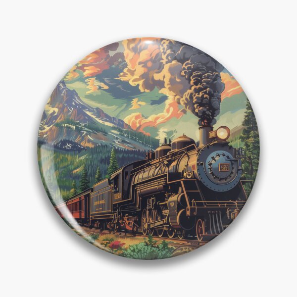 Item preview, Vintage Train Rides Through Mountain Landscape designed and sold by palmyst.