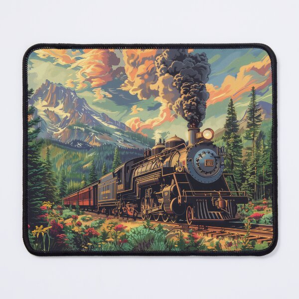 Item preview, Vintage Train Rides Through Mountain Landscape designed and sold by palmyst.