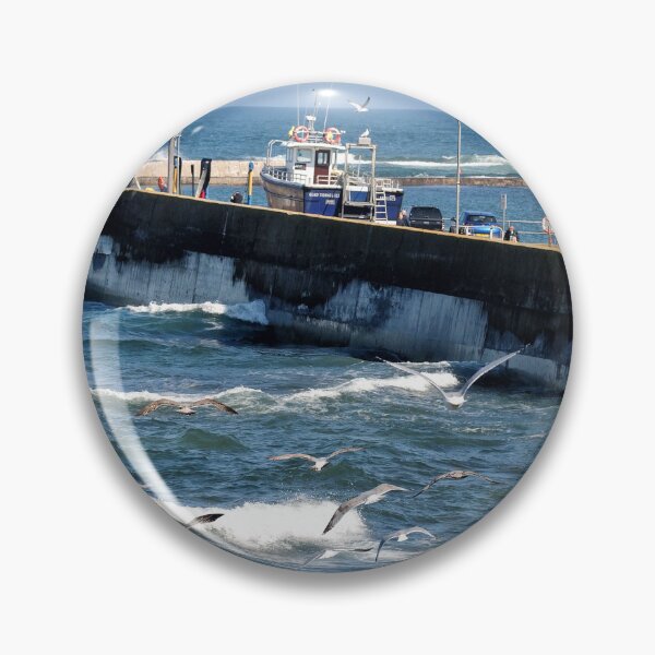 Item preview, Seagulls flying over rough sea near Seahouses harbour designed and sold by Richard Flint.