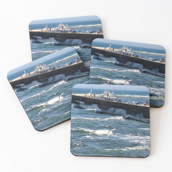 Item preview, Seagulls flying over rough sea near Seahouses harbour designed and sold by Richard Flint.