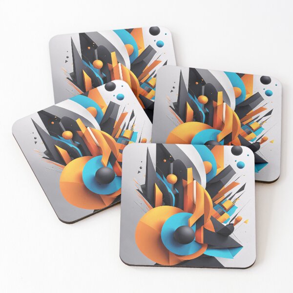Item preview, Abstract design shape with circles, art black blue orange white designed and sold by Salimgor Hangaround Music.