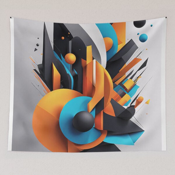 Item preview, Abstract design shape with circles, art black blue orange white designed and sold by Salimgor Hangaround Music.