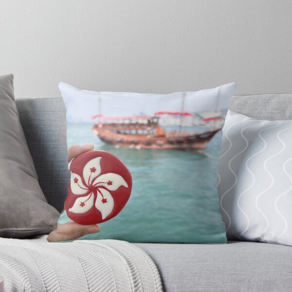 Item preview, A Hong Kong flag Royal icing cookie with a Junk boat background  designed and sold by aiko-p.