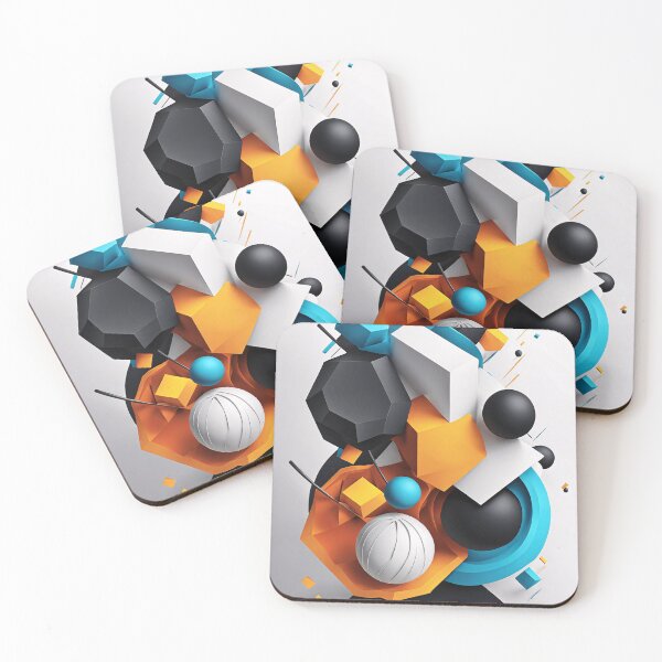 Item preview, Abstract design shape with circles, art black blue orange white V2 designed and sold by Salimgor Hangaround Music.