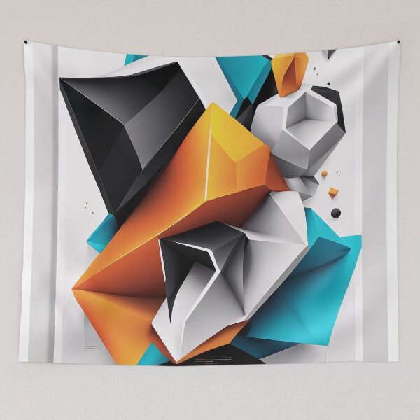 Item preview, Abstract Design Shape Art Black Blue Orange White V3 designed and sold by Salimgor Hangaround Music.