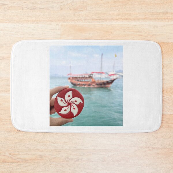 Item preview, A Hong Kong flag Royal icing cookie with a Junk boat background  designed and sold by aiko-p.