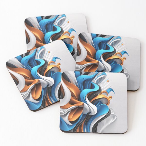 Item preview, Abstract Waves Shape Art Black Blue Orange White V2 designed and sold by Salimgor Hangaround Music.