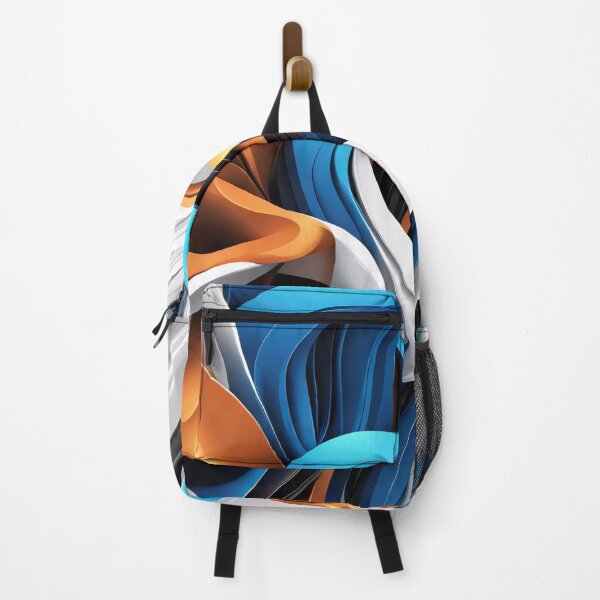 Item preview, Abstract Waves Shape Art Black Blue Orange White V2 designed and sold by Salimgor Hangaround Music.