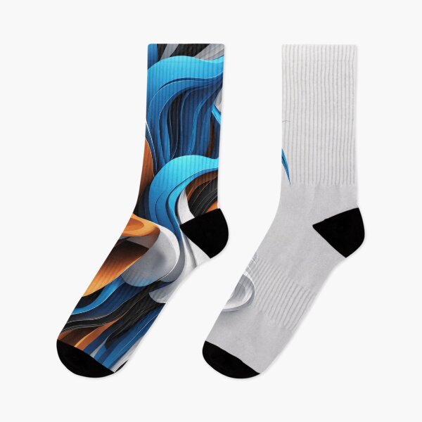 Item preview, Abstract Waves Shape Art Black Blue Orange White V2 designed and sold by Salimgor Hangaround Music.