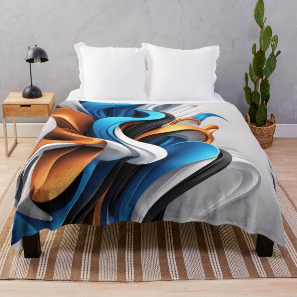 Item preview, Abstract Waves Shape Art Black Blue Orange White V2 designed and sold by Salimgor Hangaround Music.