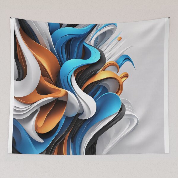 Item preview, Abstract Waves Shape Art Black Blue Orange White V2 designed and sold by Salimgor Hangaround Music.