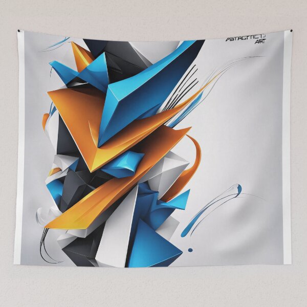 Item preview, Abstract shape with writing, art black blue orange white V2 designed and sold by Salimgor Hangaround Music.