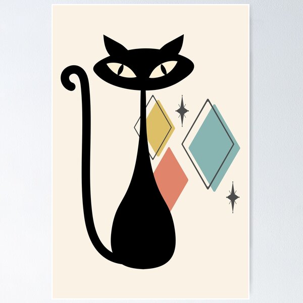 Aperçu de l'œuvre Chat atomique moderne du milieu du siècle créée et vendue par TeeDogNight.