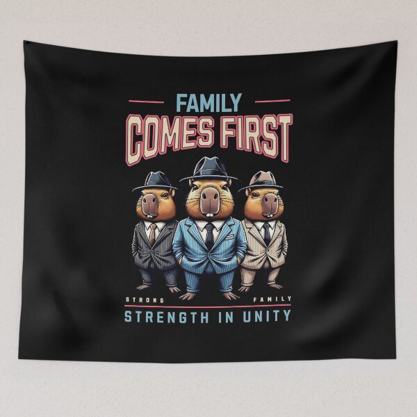 Item preview, Family Comes First Funny Capybara designed and sold by RockBeeDesigns.