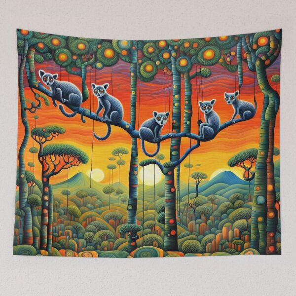 Item preview, Lemurs on a branch designed and sold by George Hutton Hunter.