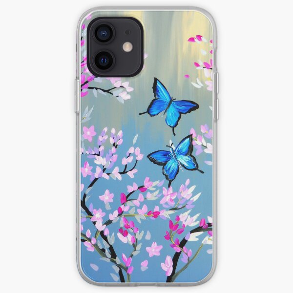 Butterflies and Cherry Blossom Branches iPhone Soft Case