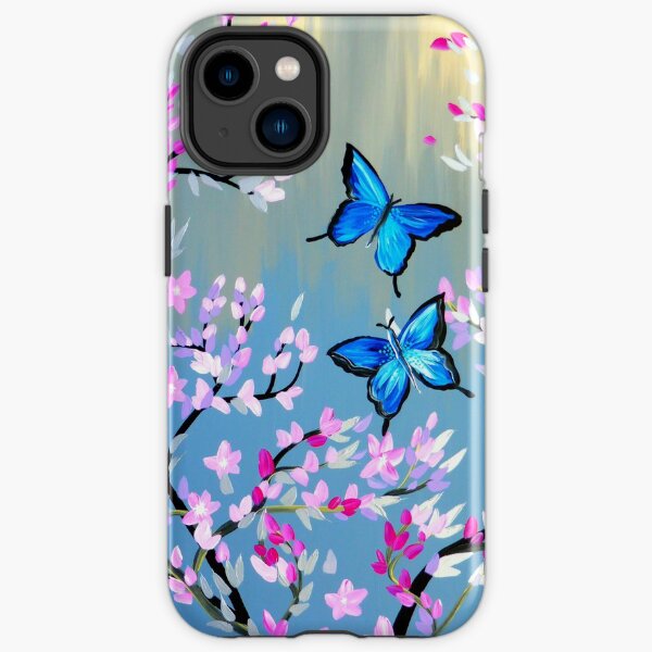 Butterflies and Cherry Blossom Branches iPhone Tough Case