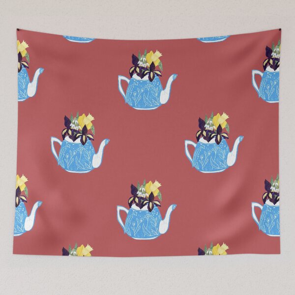Item preview, Bouquet of flowers in teapot designed and sold by catherinestone.