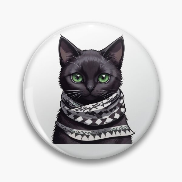 Item preview, Green eye cat wearing the keffiyeh designed and sold by FreshArtFusion.