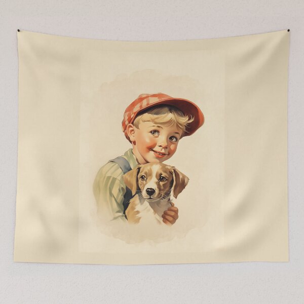 Item preview, Little boy and dog designed and sold by PetsArt.