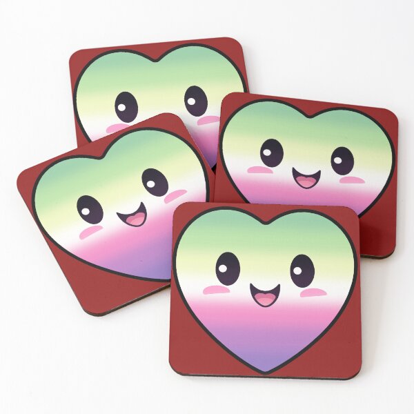 Item preview, Kawaii Heart with Genderfae Pride Flag Colors , Subtle Genderdoe Heart Design, fae faer genderfaunet  designed and sold by Travelslightly.