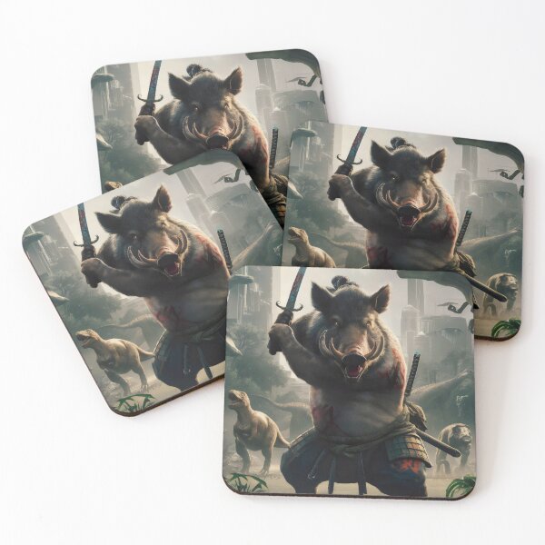 Item preview, Samurai boar in the age of dinosaurs. designed and sold by MyHappyArtShop.