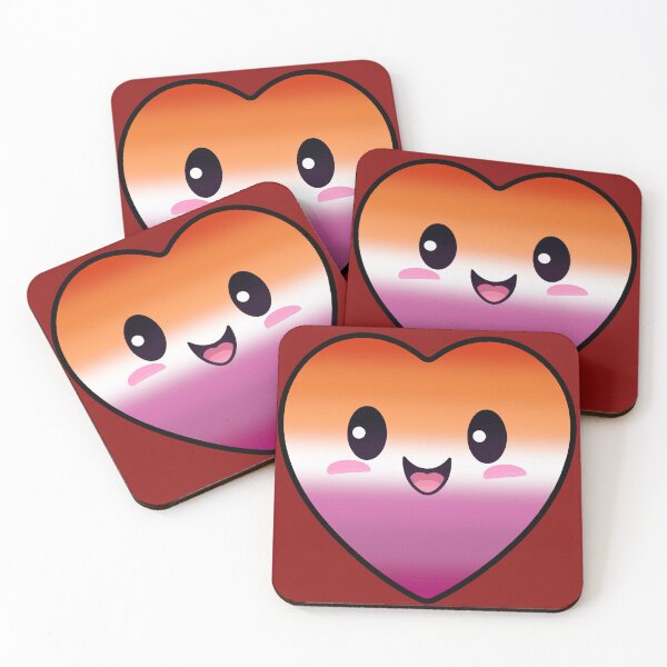Item preview, Kawaii Heart with Lesbian Pride Flag Colors , Subtle Lesbian Heart Design designed and sold by Travelslightly.