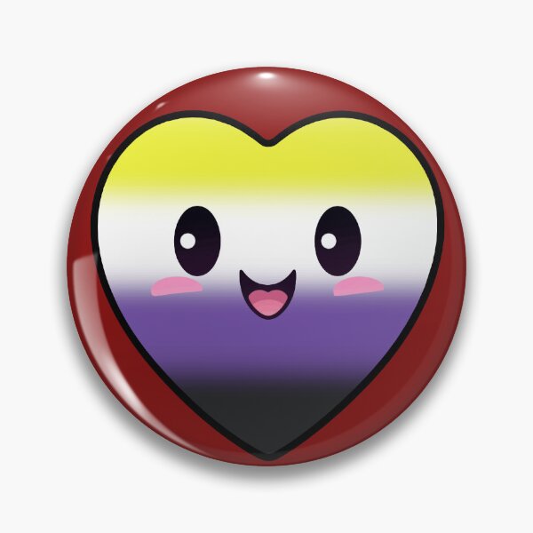 Item preview, Kawaii Heart with Nonbinary Pride Flag Colors , Subtle Enby Heart Design designed and sold by Travelslightly.