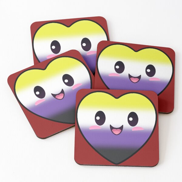 Item preview, Kawaii Heart with Nonbinary Pride Flag Colors , Subtle Enby Heart Design designed and sold by Travelslightly.