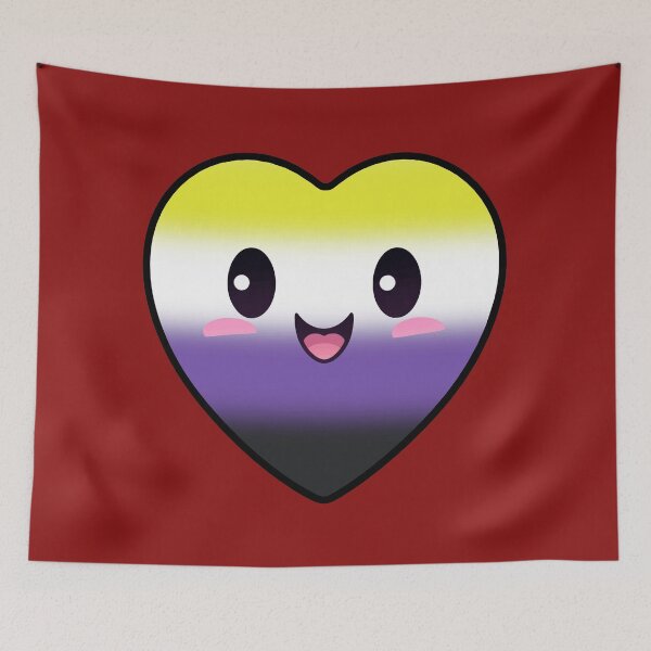 Item preview, Kawaii Heart with Nonbinary Pride Flag Colors , Subtle Enby Heart Design designed and sold by Travelslightly.