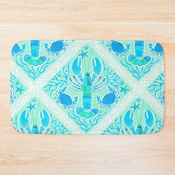 Item preview, Whimsy Vibrant Boho Lobsters and Crabs Lattice pattern • Aqua designed and sold by Dominiquevari.