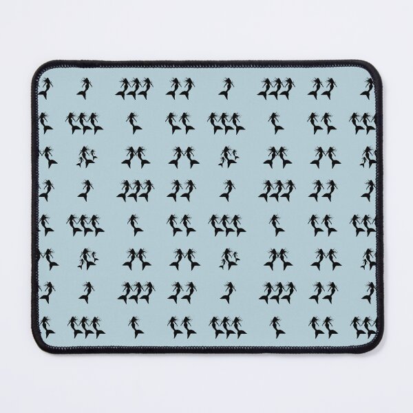 Item preview, Mermaid Pattern Black Silhouettes on Egg Shell Blue Background designed and sold by Beachy.
