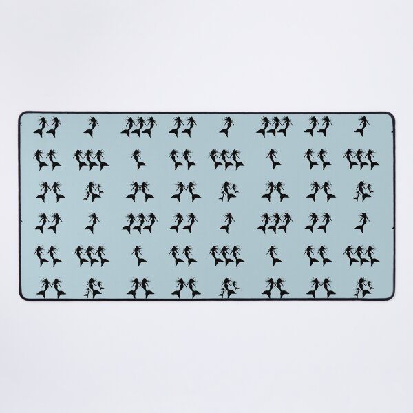 Item preview, Mermaid Pattern Black Silhouettes on Egg Shell Blue Background designed and sold by Beachy.