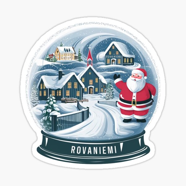 Vista previa del artículo con la obra «Pegatina de bola de nieve de Rovaniemi», diseñado y vendido por BABA1655.
