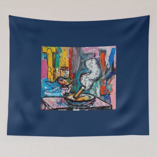 Item preview, Chromatic Chaos- Vibrant Still Life with Smoking Cigar and Abstract Elements in Fauvism Generative AI designed and sold by OlfactoART Studio.