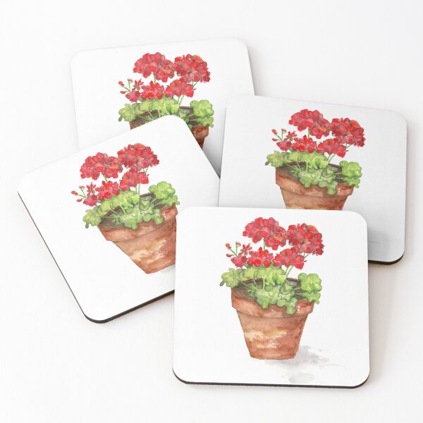 Item preview, Watercolor Blooming Red Geranium in Pot designed and sold by ALA Creative Studio.