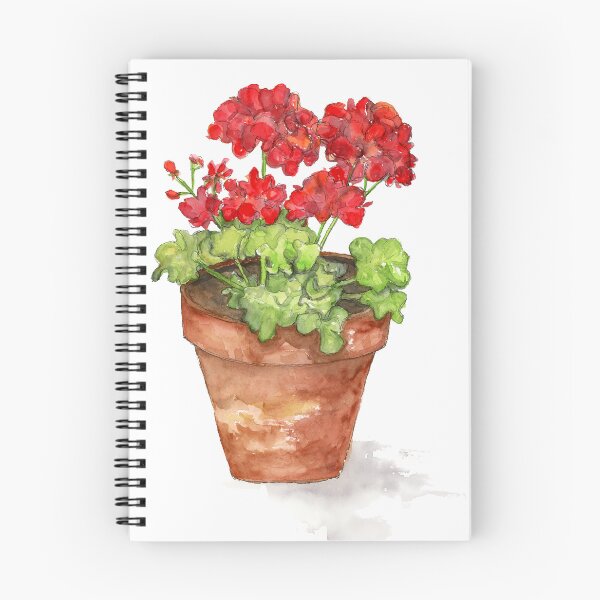 Item preview, Watercolor Blooming Red Geranium in Pot designed and sold by ALA Creative Studio.