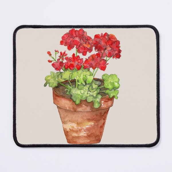 Item preview, Watercolor Blooming Red Geranium in Pot designed and sold by ALA Creative Studio.