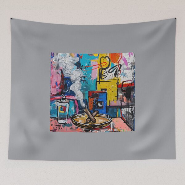 Item preview, Chromatic Chaos Unleashed- Vibrant Still Life with Smoking Cigar and Abstract Fauvist Elements designed and sold by OlfactoART Studio.