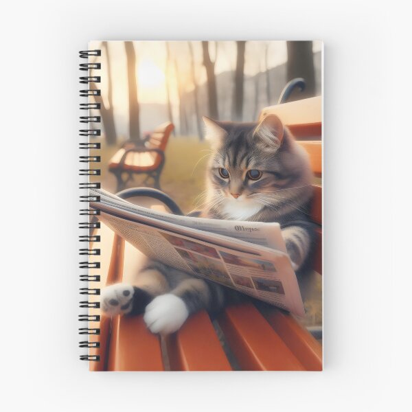 Item preview, Cat on the bench. Reading the evening press designed and sold by MyHappyArtShop.