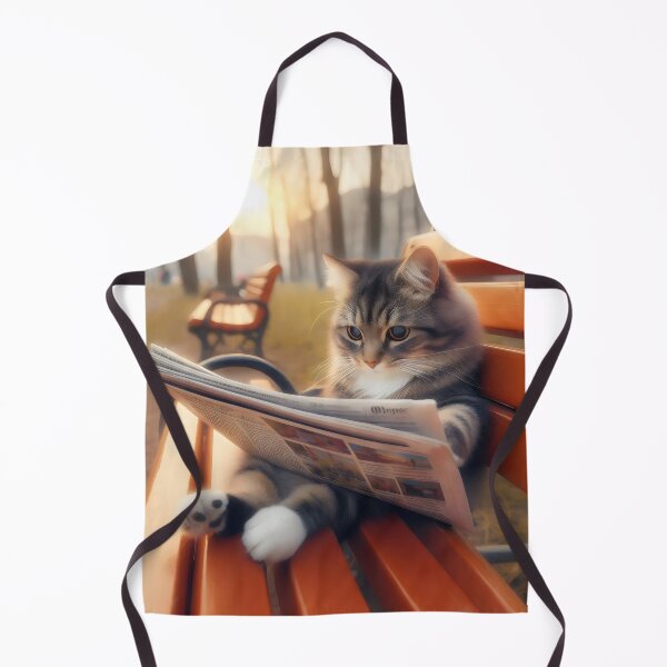 Item preview, Cat on the bench. Reading the evening press designed and sold by MyHappyArtShop.