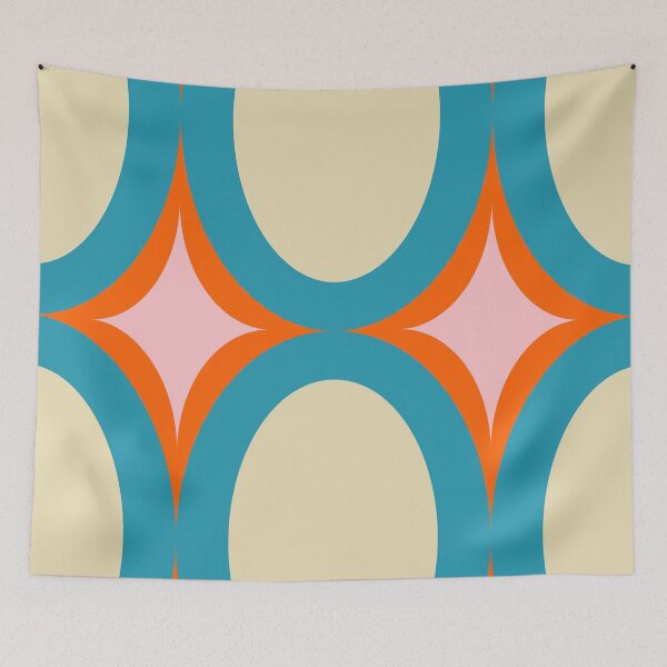 Item preview, Groovy Starburst Beige Blue - Mid Century designed and sold by susycosta.