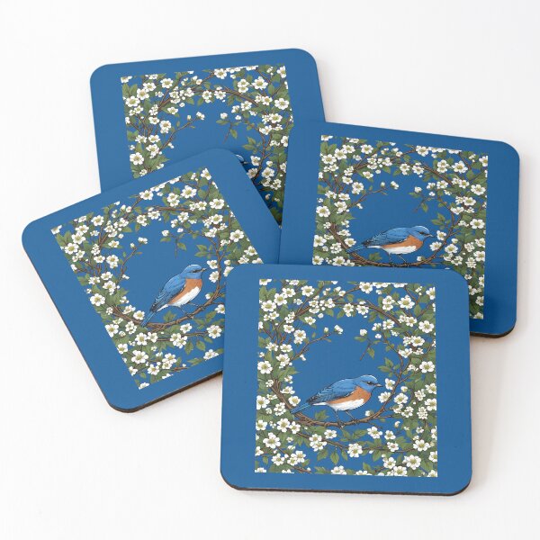 Item preview, A Missouri Eastern Bluebird Surrounded By Hawthorn Blossom designed and sold by taiche.