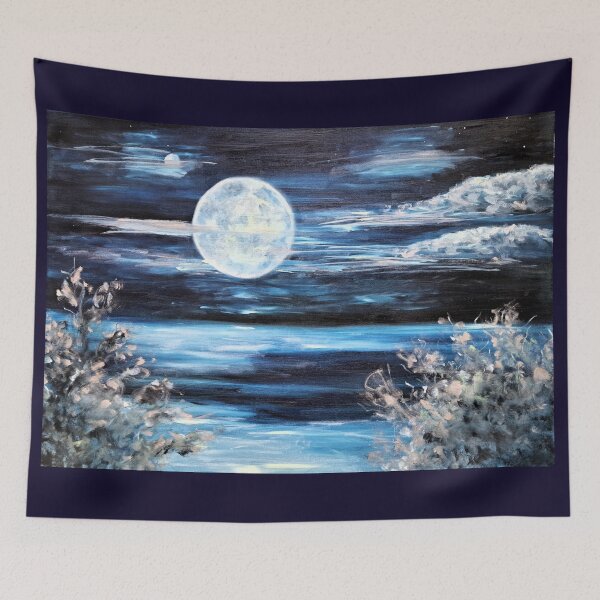 Item preview, Moonlight Beauty Mystery Lake Mist Night Tranquility Harmony designed and sold by kkjustpaint.