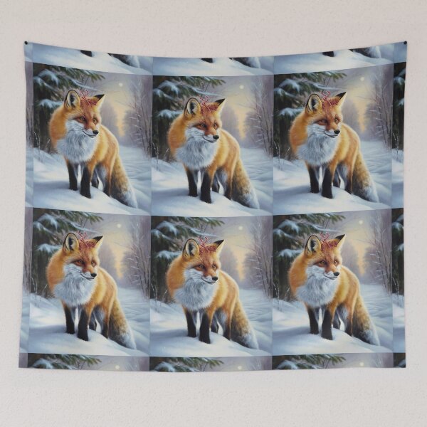 Artikelvorschau, Fuchs-Porträt. Winterfuchs, Fuchs im Schnee, Fantasiefuchs, wunderlicher Fuchs, Fuchs für die Feiertage entworfen und verkauft von FoxVibes.