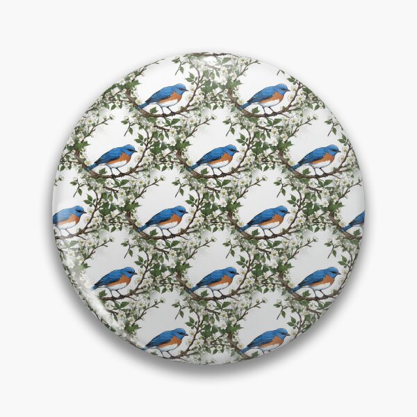 Item preview, A Missouri Eastern Bluebird Surrounded By Hawthorn Blossom Pattern designed and sold by taiche.