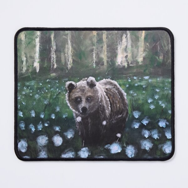 Item preview, Autumn Morning in a Forest Bear Flowers and Blowers Peace Harmony with Nature designed and sold by kkjustpaint.