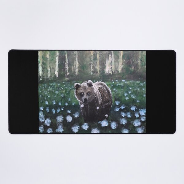Item preview, Autumn Morning in a Forest Bear Flowers and Blowers Peace Harmony with Nature designed and sold by kkjustpaint.