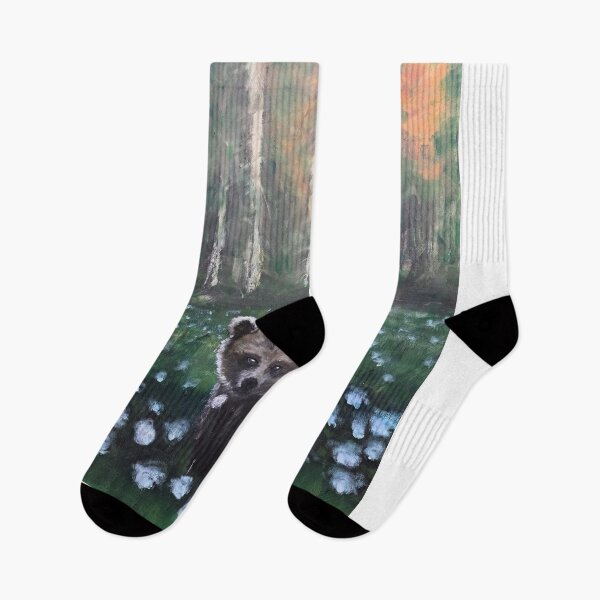 Item preview, Autumn Morning in a Forest Bear Flowers and Blowers Peace Harmony with Nature designed and sold by kkjustpaint.